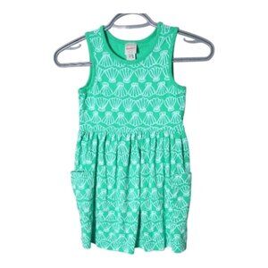 Hanna Andersson Sleeveless Print Pocket Dress Simple Seashells On Green Size 6/7